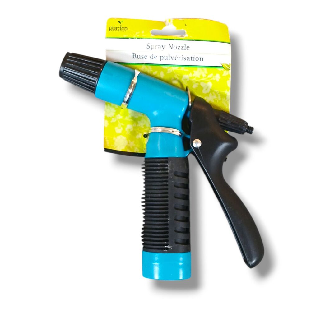 Garden Collection Hose Spray Nozzle Teal Durable Outdoor Watering Lock Flat
